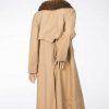 Vintage trenchcoat met bontkraag maat L - Afbeelding 4
