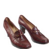 Bordeauxrode leren vintage instappers met hak maat 39 - Afbeelding 2