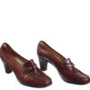 Bordeauxrode leren vintage instappers met hak maat 39 - Afbeelding 5