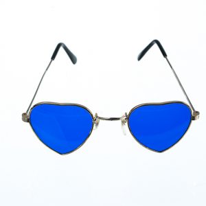 Blauwe vintage zonnebril in hartvorm