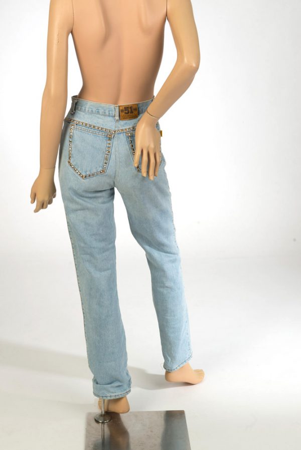 Jaren 80 vintage denim jeans met studs maat S 29 - Afbeelding 5