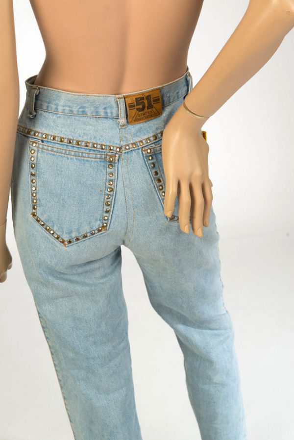 Jaren 80 vintage denim jeans met studs maat S 29 - Afbeelding 6