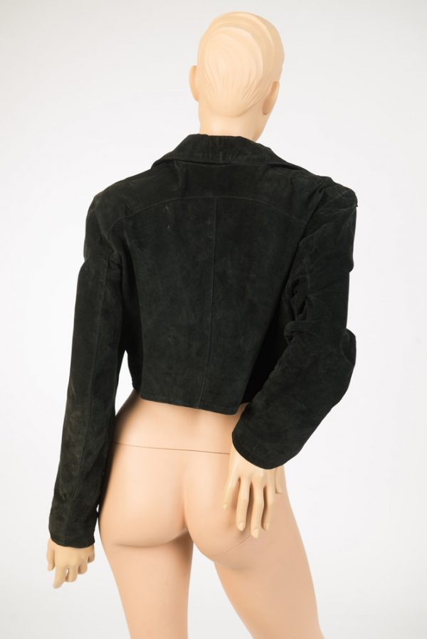 Kort zwart suede vintage 70s  jasje maat M / L - Afbeelding 5