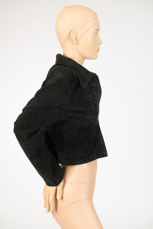 Kort zwart suede vintage 70s  jasje maat M / L - Afbeelding 4