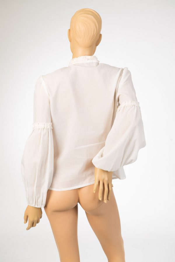 Witte jaren 70 vintage blouse maat S - Afbeelding 3
