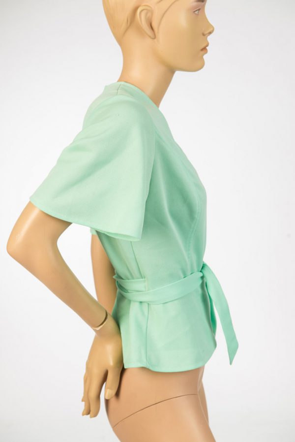 Jaren 60 vintage mintgroene wikkeltop maat S - M - Afbeelding 4