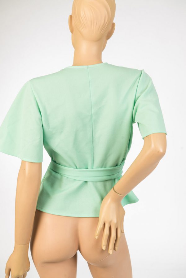 Jaren 60 vintage mintgroene wikkeltop maat S - M - Afbeelding 3