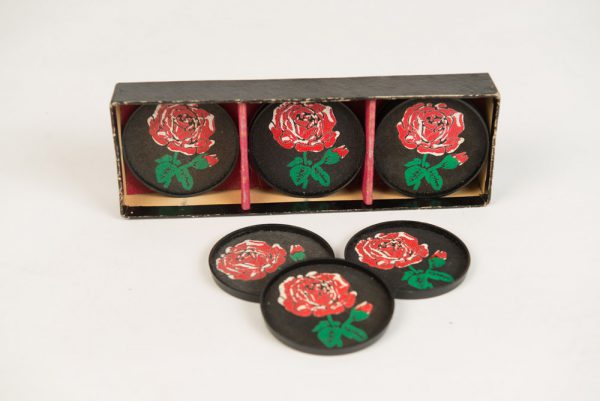 Vintage jaren 50 onderzetters met rozen - Afbeelding 2