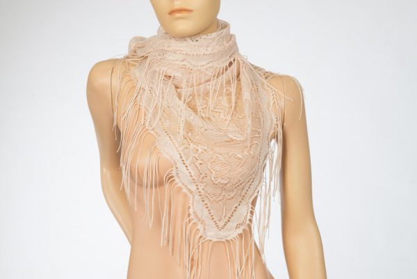 Kanten vintage hippie sjaal met franje - Afbeelding 2