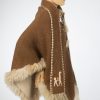 Jaren 60 vintage hippie poncho suede met fur - Afbeelding 4