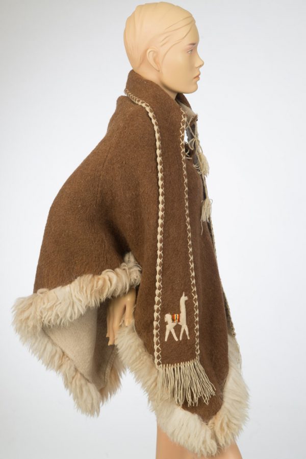 Jaren 60 vintage hippie poncho suede met fur - Afbeelding 4