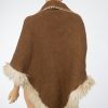 Jaren 60 vintage hippie poncho suede met fur - Afbeelding 3