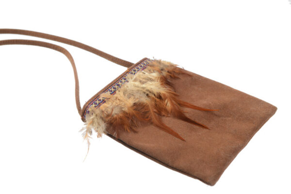 Vintage navajo handtasje met veren - Afbeelding 2