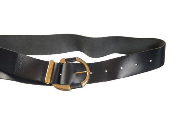 Donkerblauwe leren vintage riem - Afbeelding 2