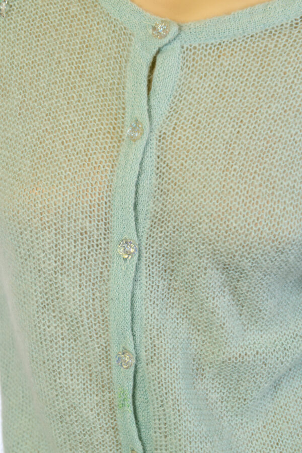 Mintgroen jaren 80 vintage vest met kralen maat M / L - Afbeelding 4