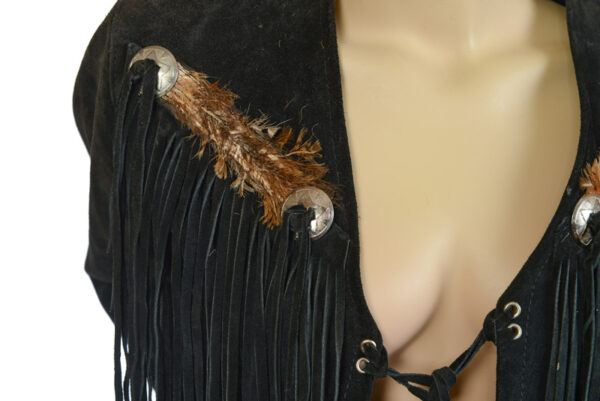Suede vintage navajo jack met fringe en feathers - Afbeelding 3