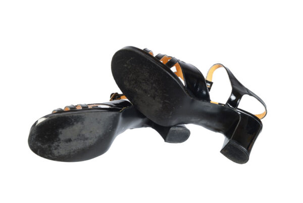Zwart vintage lak hakken / open pumps maat 40 - Afbeelding 5