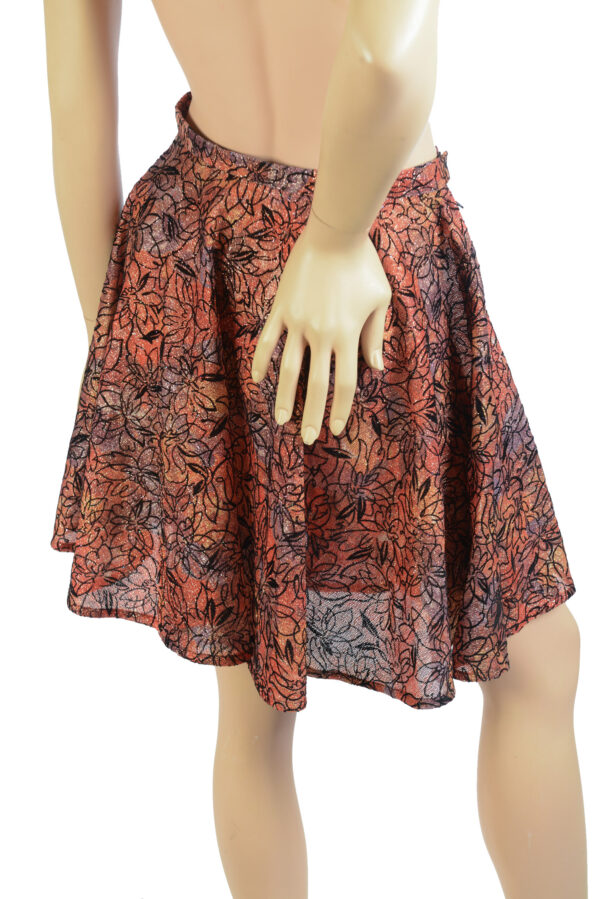 Jaren 70 lurex vintage glitterrokje met bloemen maat 34 XS - Afbeelding 4