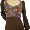 Bruine jaren 70 vintage maxi dress jurk maat 34 - 36 - Afbeelding 2