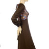 Bruine jaren 70 vintage maxi dress jurk maat 34 - 36 - Afbeelding 4