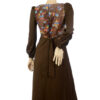 Bruine jaren 70 vintage maxi dress jurk maat 34 - 36 - Afbeelding 3