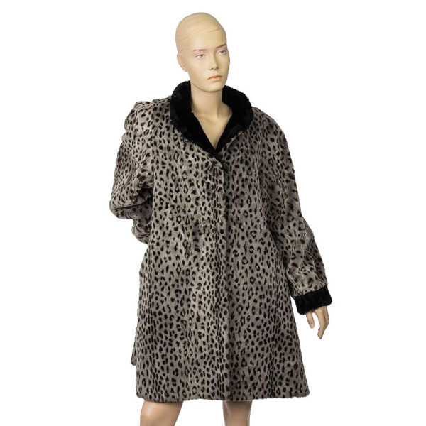 Fake fur vintage bontjas met animal panterprint maat M - L