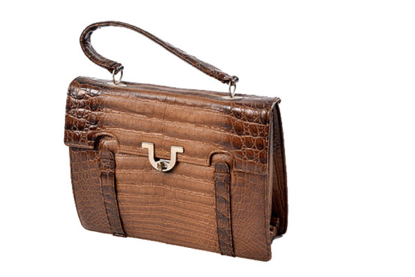 Vintage faux - krokodillenleren handtas