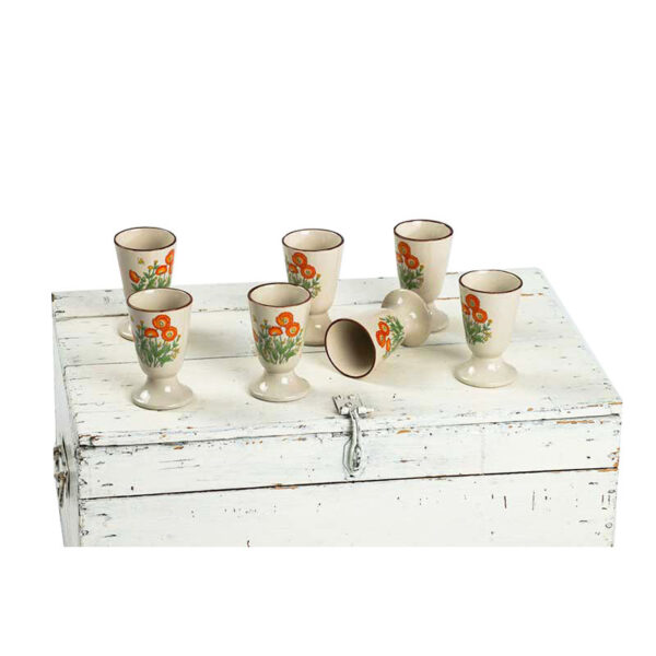 Vintage koffiebekers keramiek met klaprozen