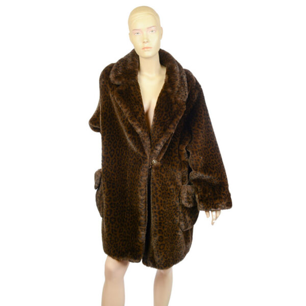 Fake fur vintage bontjas panterprint maat M - L