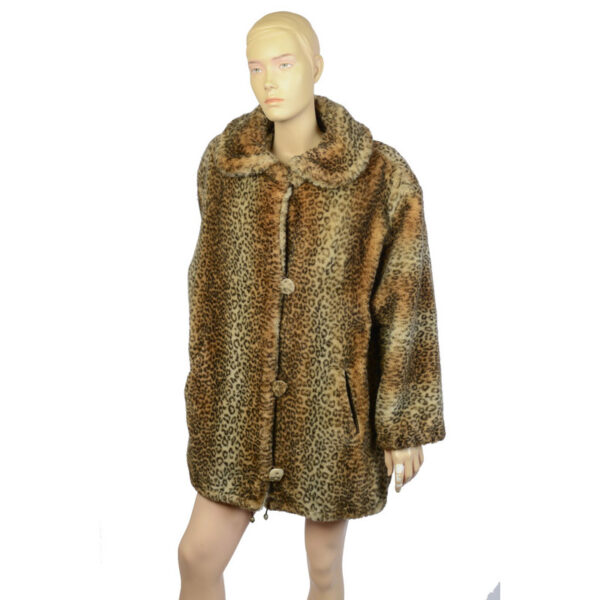 Vintage fake fur jas met panterprint maat S / M