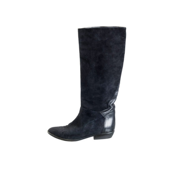 Jaren 70 lange zwarte suede laarzen maat 38,5 - 39