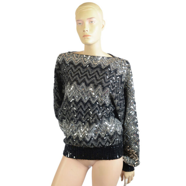 Vintage trui met glanzende pailletten maat M