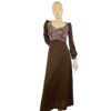 Bruine jaren 70 vintage maxi dress jurk maat 34 - 36