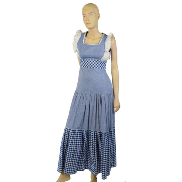 Geruite vintage maxi dress maat XS 34