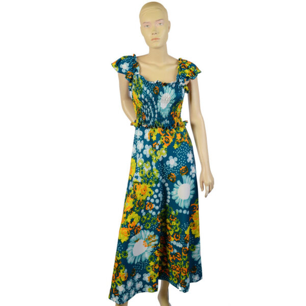 Floral jaren 70 vintage maxi dress maat S