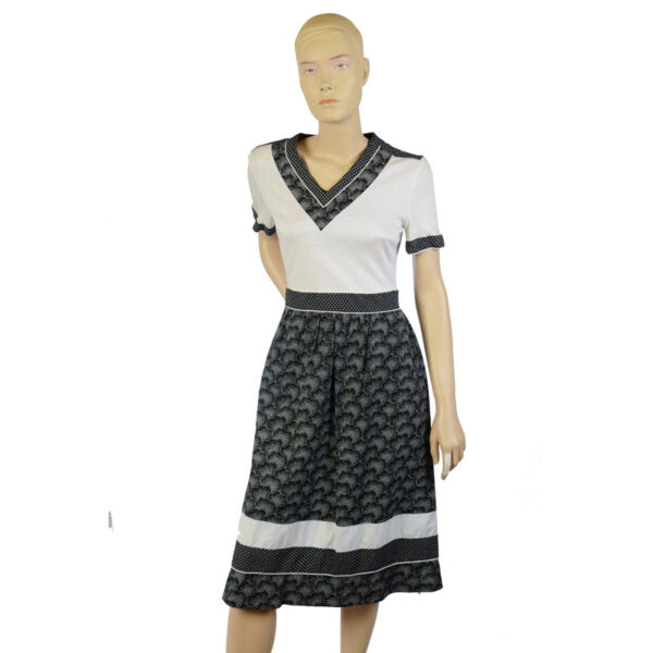 Jaren 70 vintage jurkje zwart / wit maat S - M