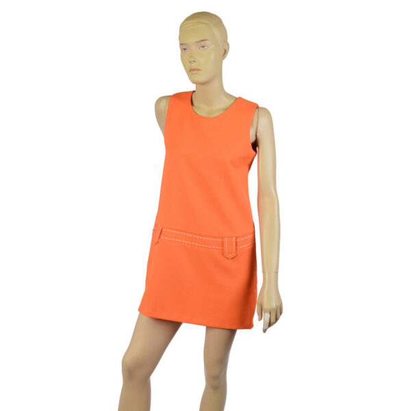Oranje sixties vintage mini jurk maat S 36