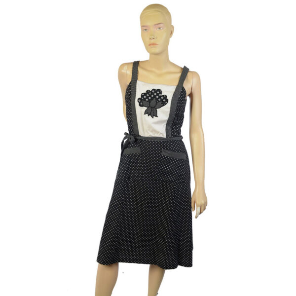 Zwart witte vintage jurk met polka dots maat XS