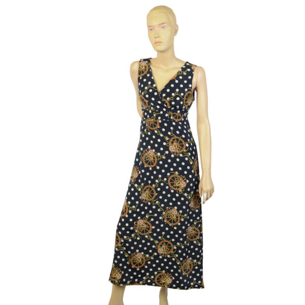 Vintage shippers maxi dress met polka dots maat M / L