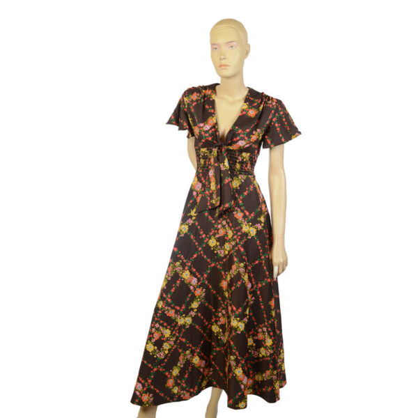 Vintage jaren 70 floral maxi dress XXS / XS