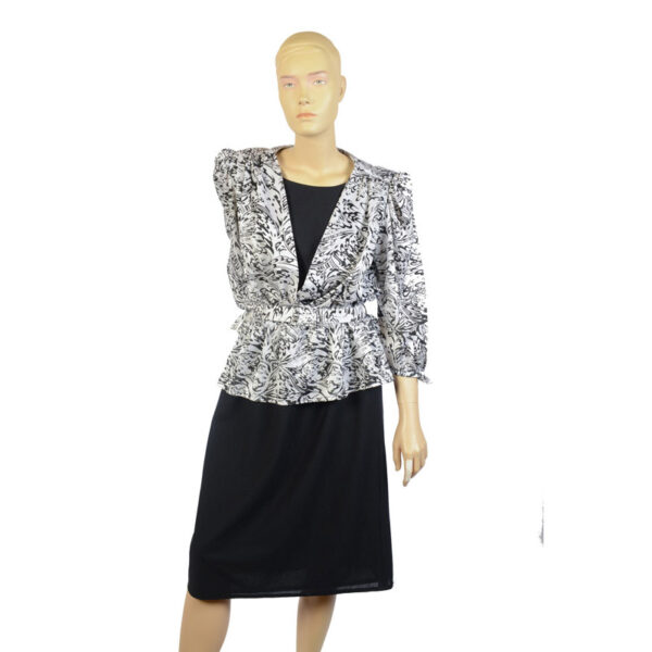 Jaren 80 vintage jurk zwart wit maat M - L