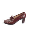 Bordeauxrode leren vintage instappers met hak maat 39