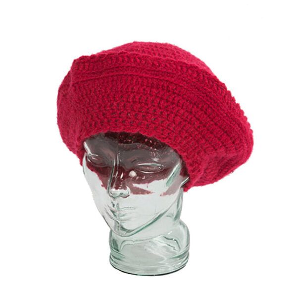 Donkerroze gebreide vintage reggae muts