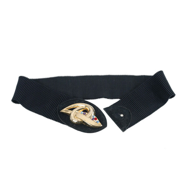 Elastische vintage taille-riem zwart met goud