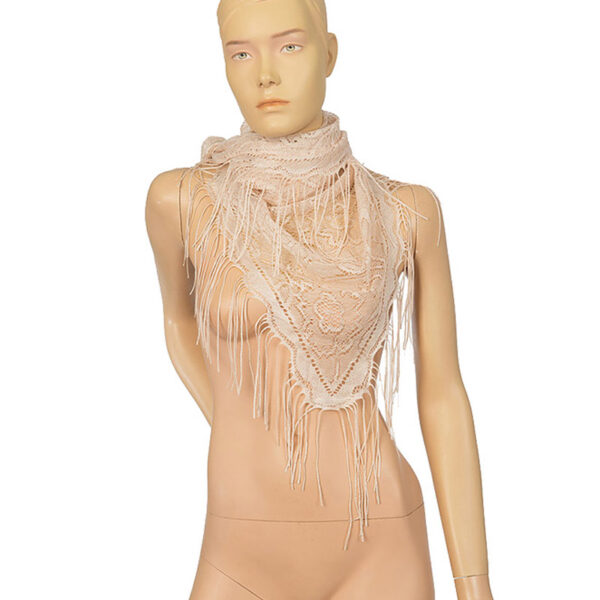 Kanten vintage hippie sjaal met franje