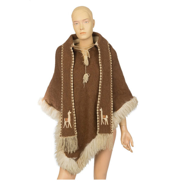 Jaren 60 vintage hippie poncho suede met fur
