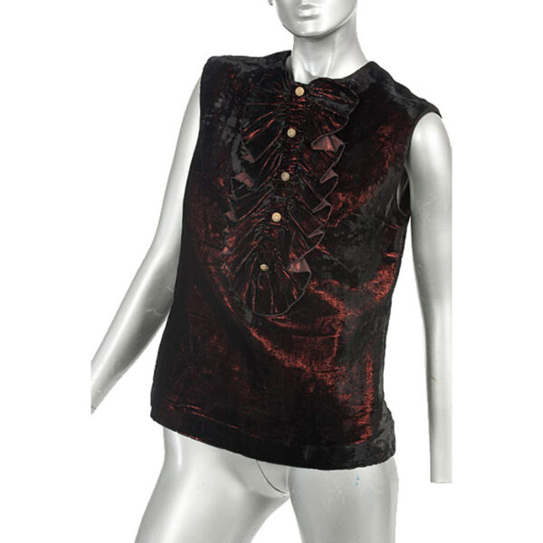 Glanzende velours vintage top met rouches maat S