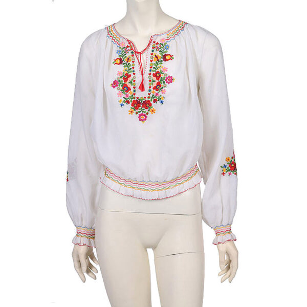 Vintage boho hippie top met geborduurde bloemen S / M