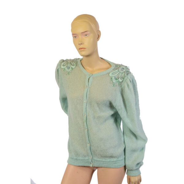 Mintgroen jaren 80 vintage vest met kralen maat M / L