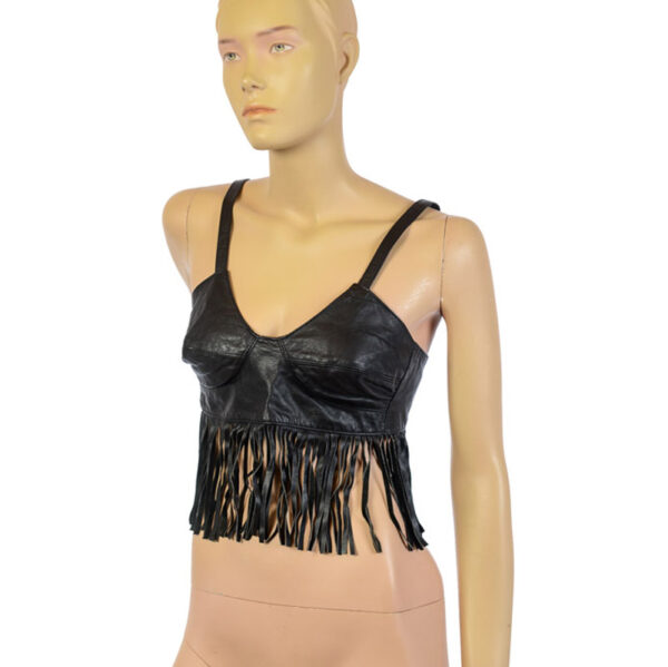 70s vintage fringe top van leer maat S Hippie Hippie Shake